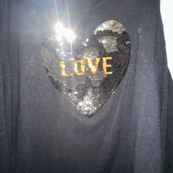 Black Sequin Heart "LOVE" Sweater, Size 3X - Picture 3 of 6
